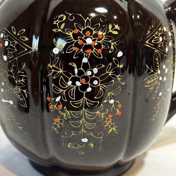 Vintage Moriage Japanese "Brown Betty" Teapot Handpainted - Picture 5 of 7